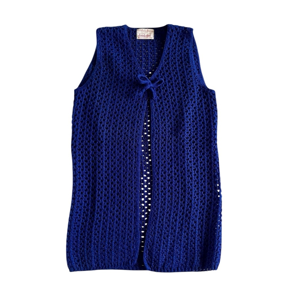 Vintage Blue Long Crochet Vest